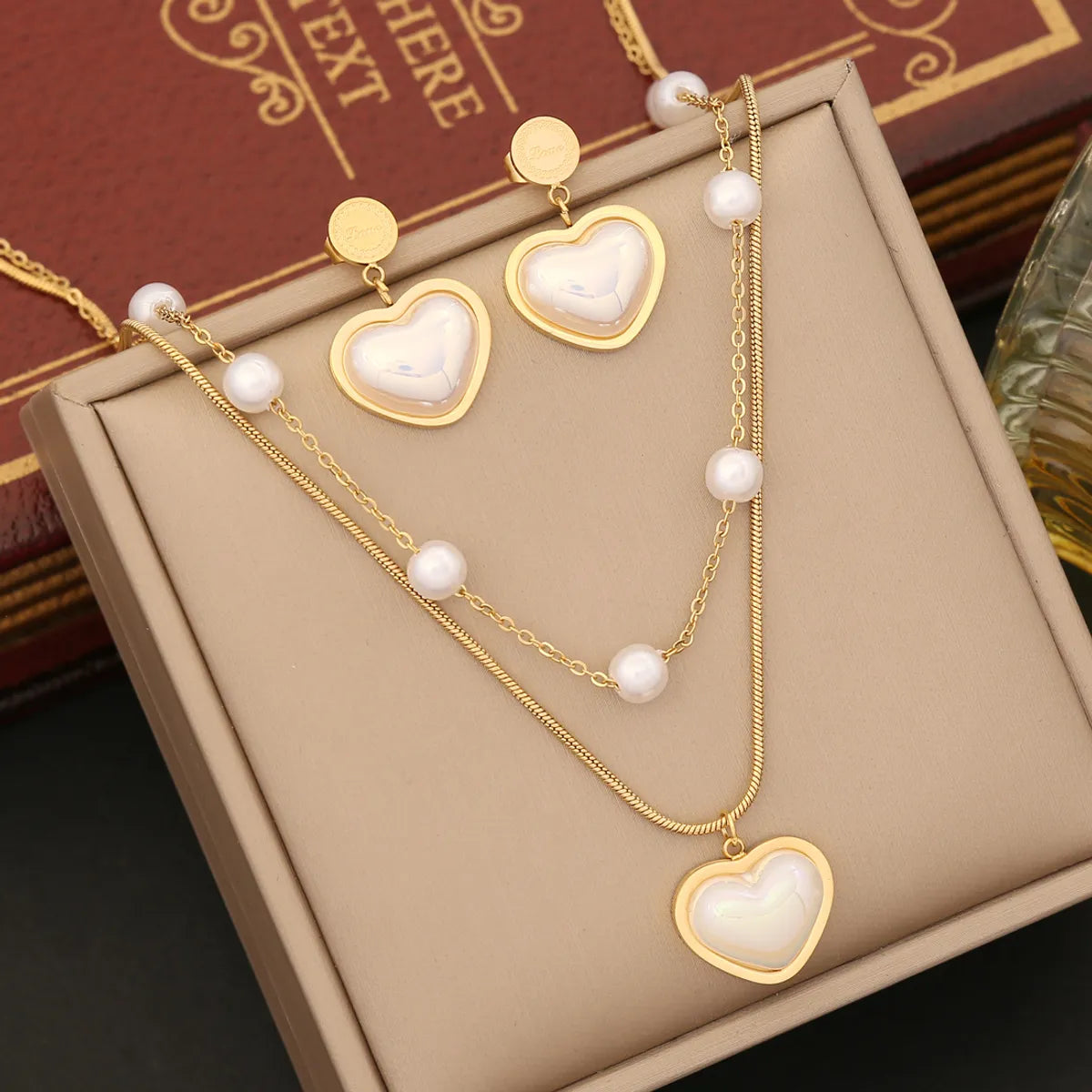 women's bracelets with vintage-inspired style -Elegant Heart Shape Stainless Steel Plating Inlay Pearl Bracelets Earrings Necklace