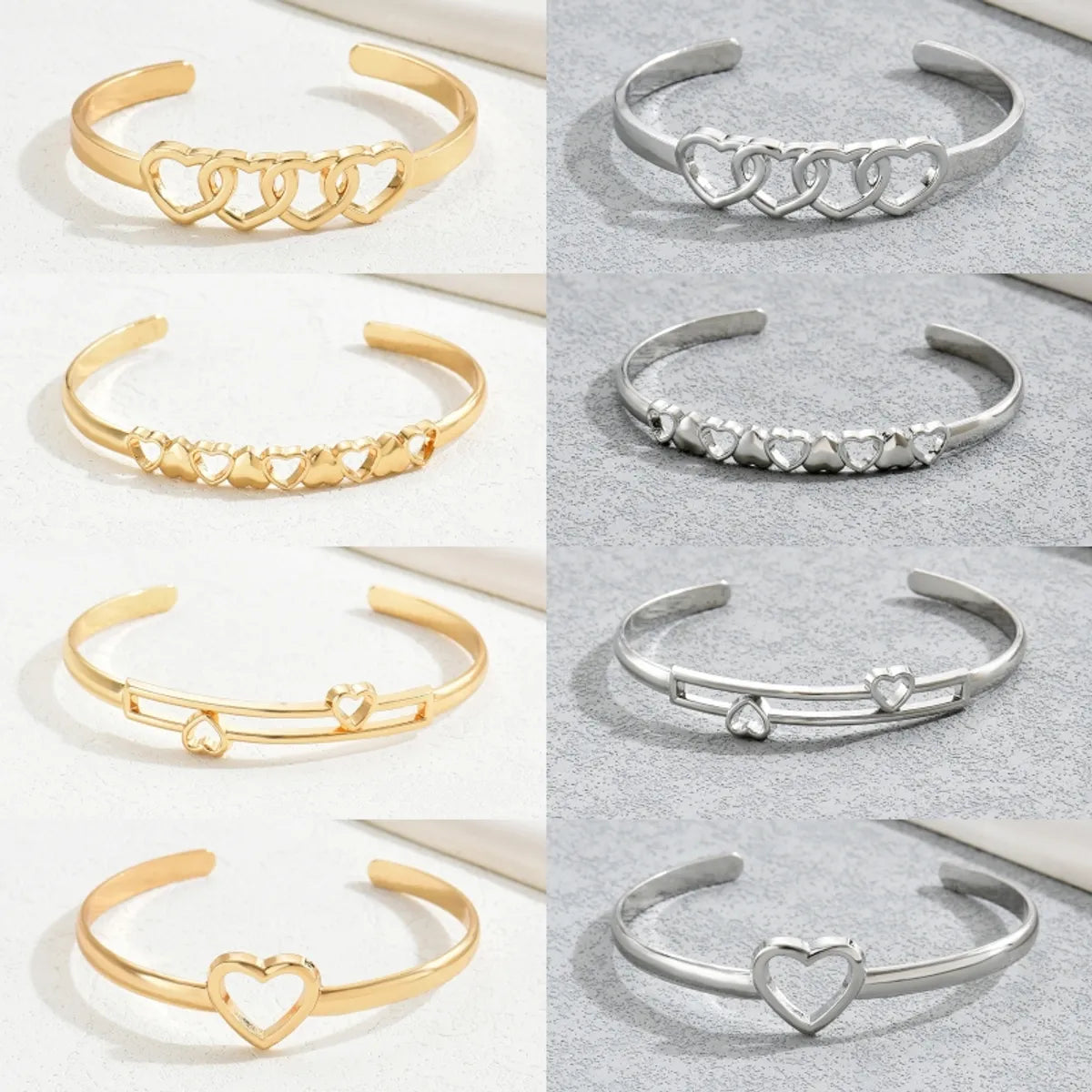 women's bracelets with gold-plated finish -Casual Simple Style Commute Heart Shape Alloy Wholesale Cuff Bracelets