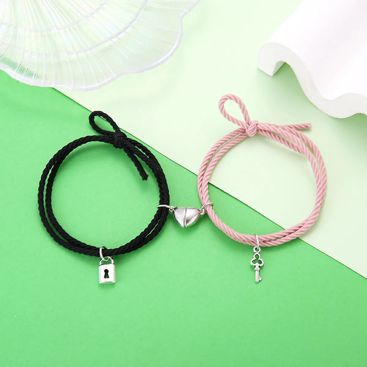 Rubber Band Love Key Lock Black Pink Pair