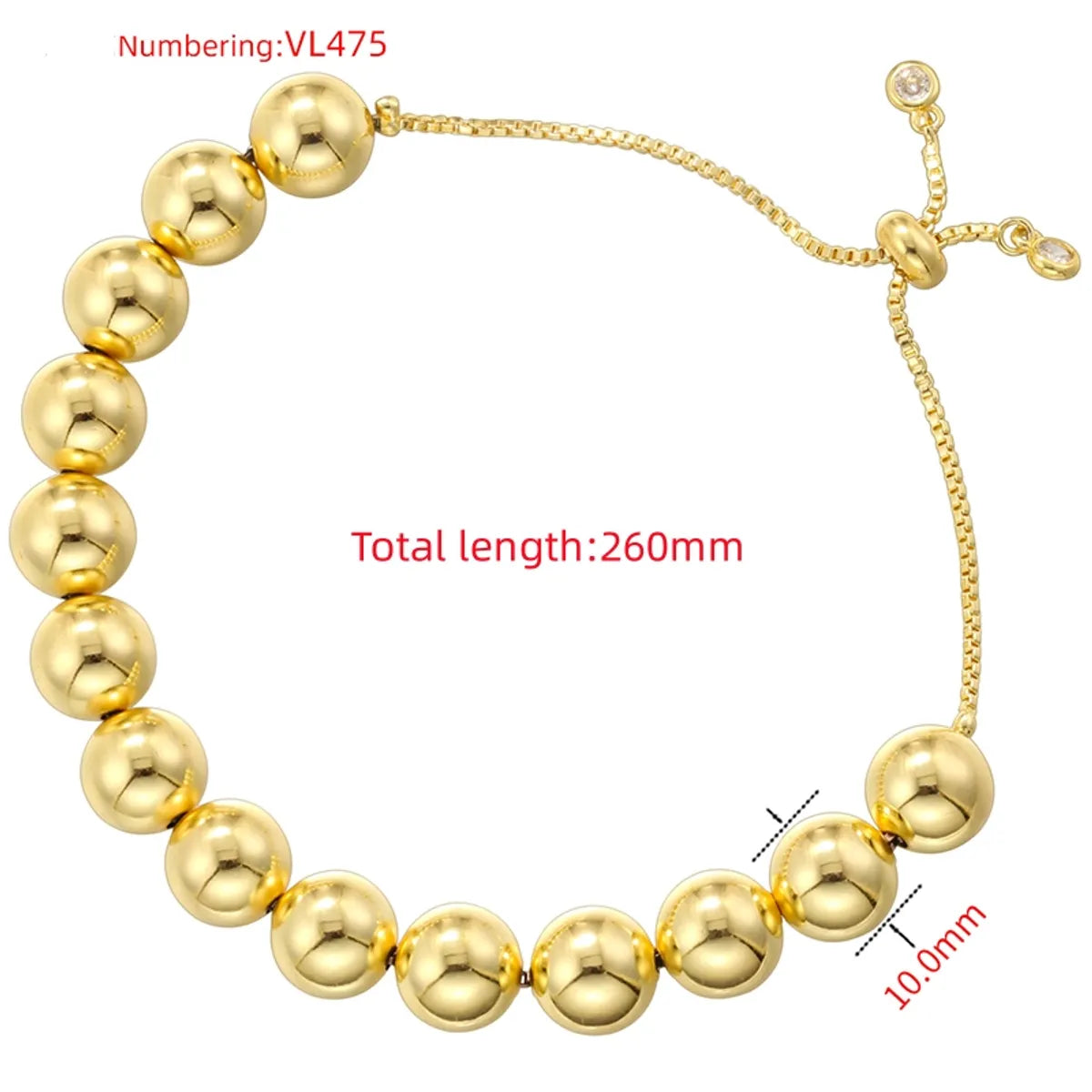 Vl475 Gold 10mm Pull Bracelet