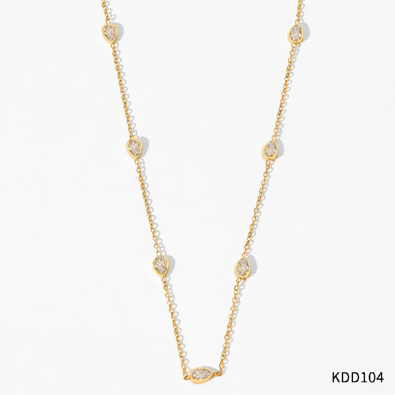 Kdd104 Necklace Gold White Zirconium