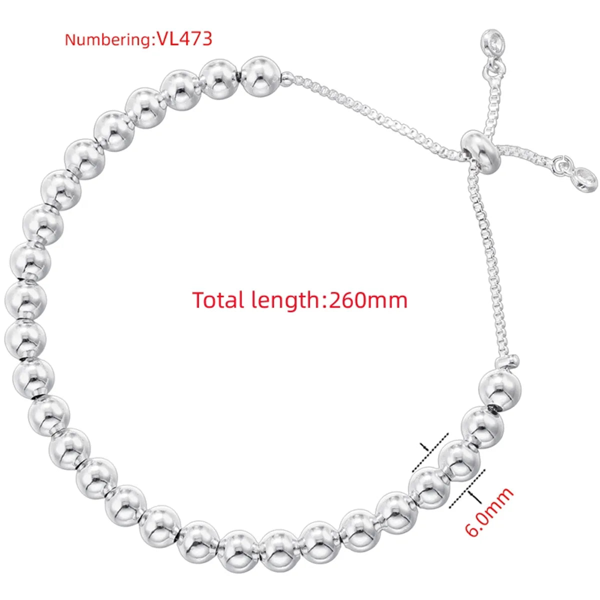 Vl473 White Gold Color 6mm Pull Bracelet