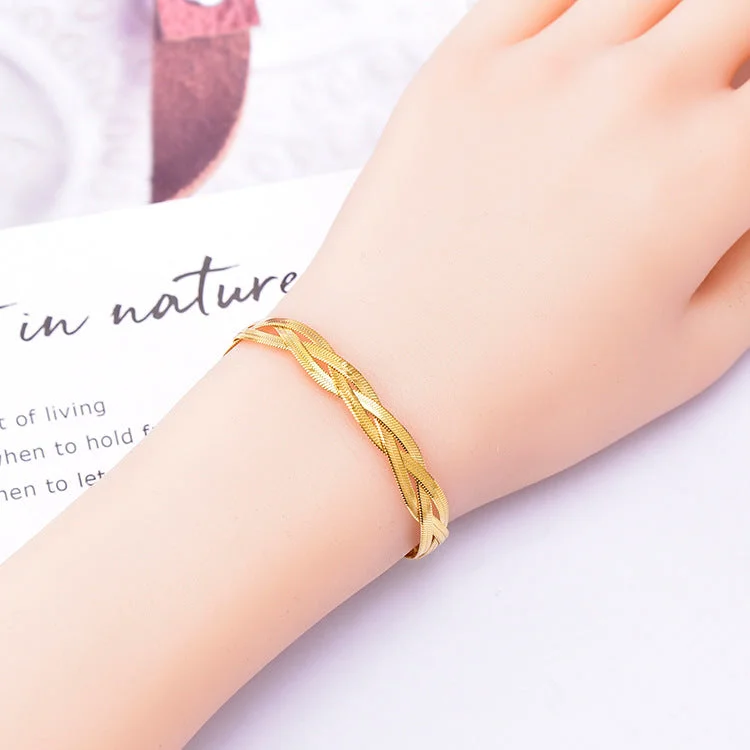 SL017 Square Zircon Bracelet Gold