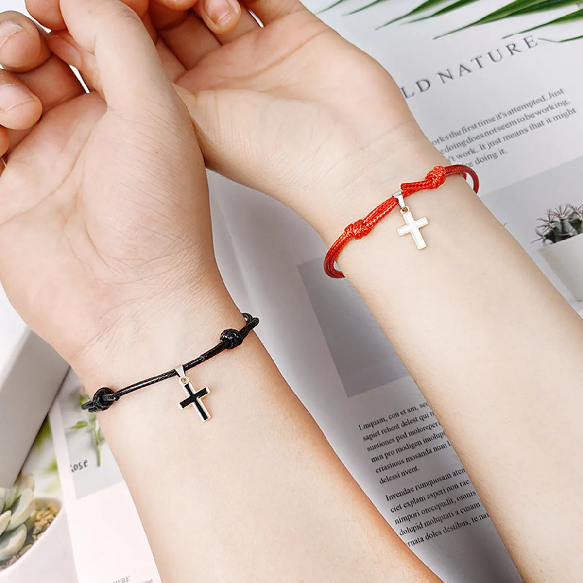 women's bracelets with statement design -Alloy Cross Wax Rope Simple Couple Bracelet A Pair Jewelry Wholesale Nihaojewelry