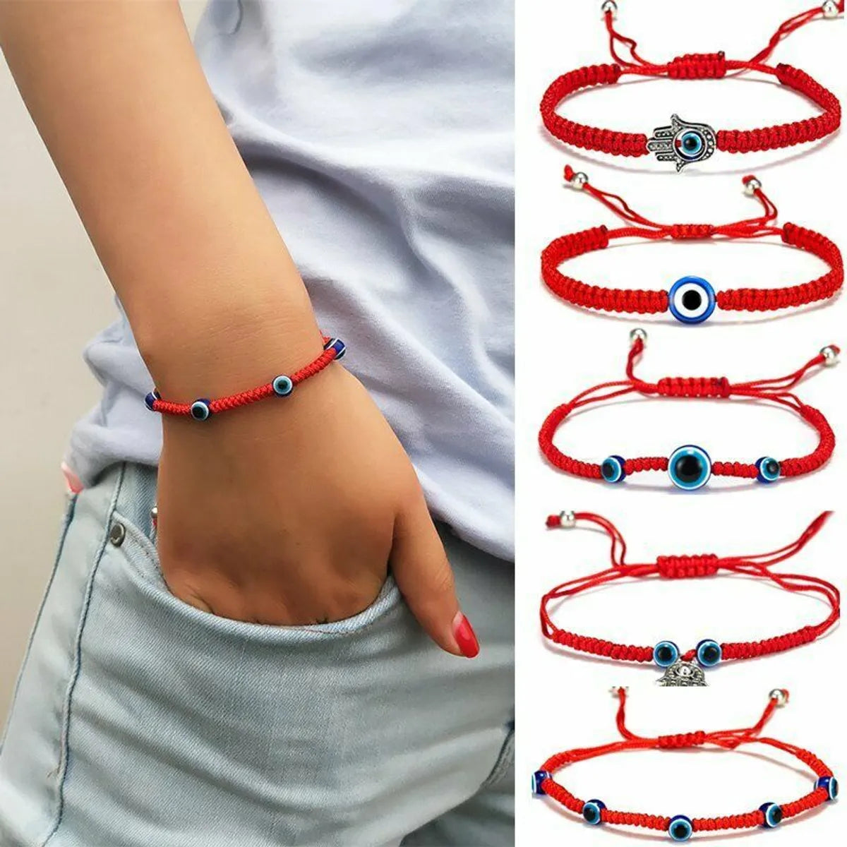 women's bracelets with statement design -Fashion Eye Alloy Glass Rope Braid Women'S Bracelets