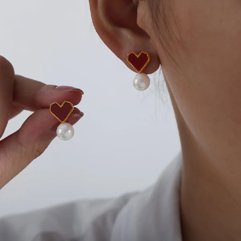 F956-Gold Red Acrylic Earrings