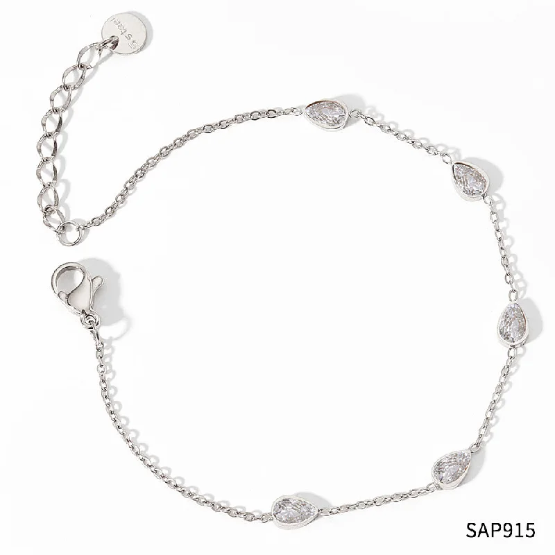 Sap915 Bracelet Silver White Zirconium