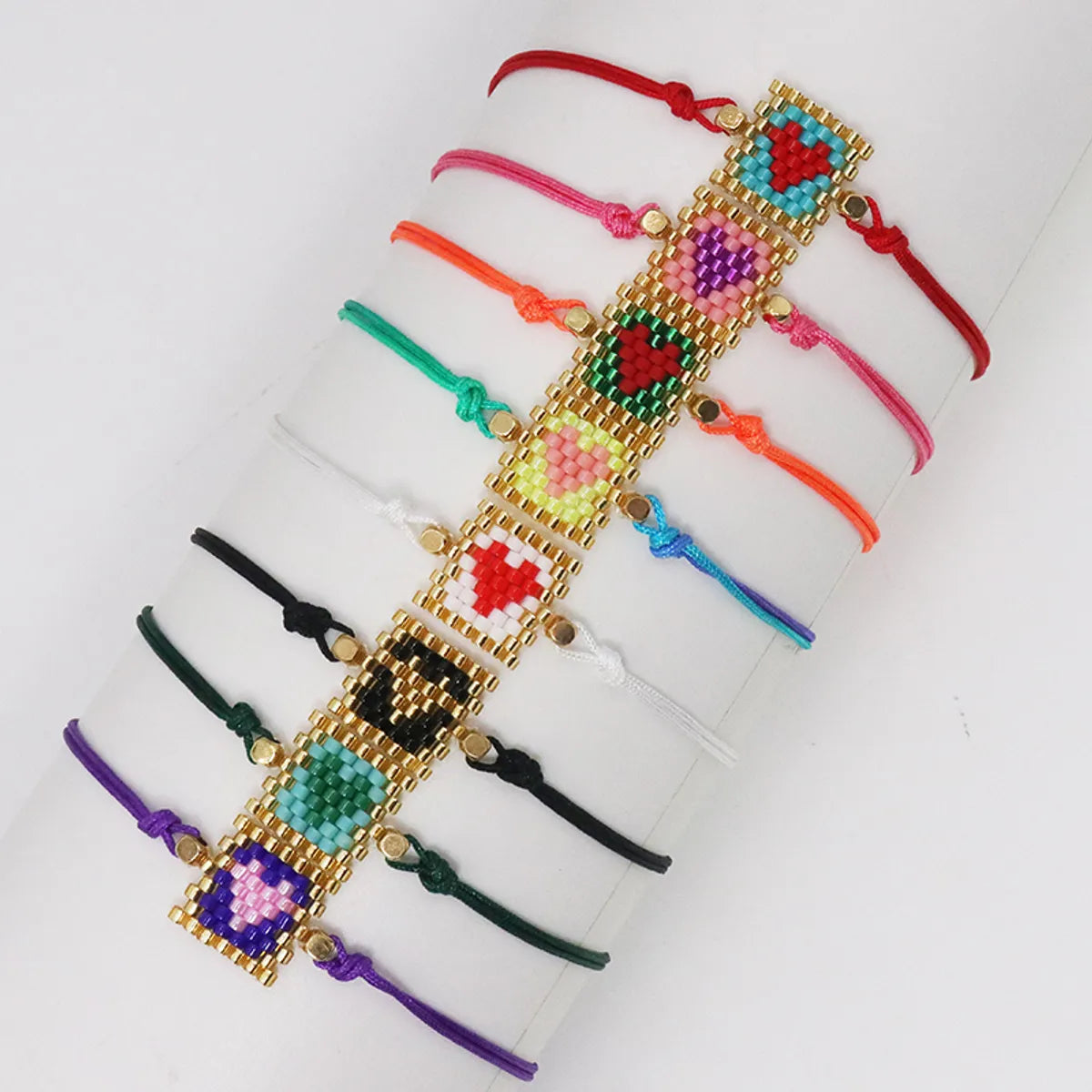 women's bracelets with twisted design -Casual Simple Style Square Heart Shape Glass Rope Wholesale Bracelets