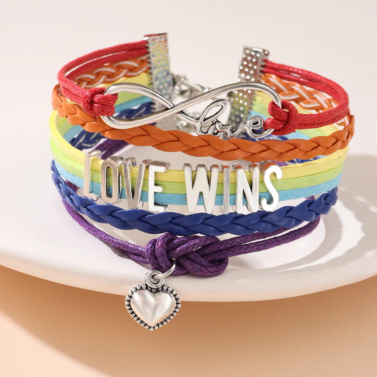 women's bracelets with sleek silver -Romantic Rainbow Alloy Flannel Braid Alloy Valentine's Day Couple Bracelets