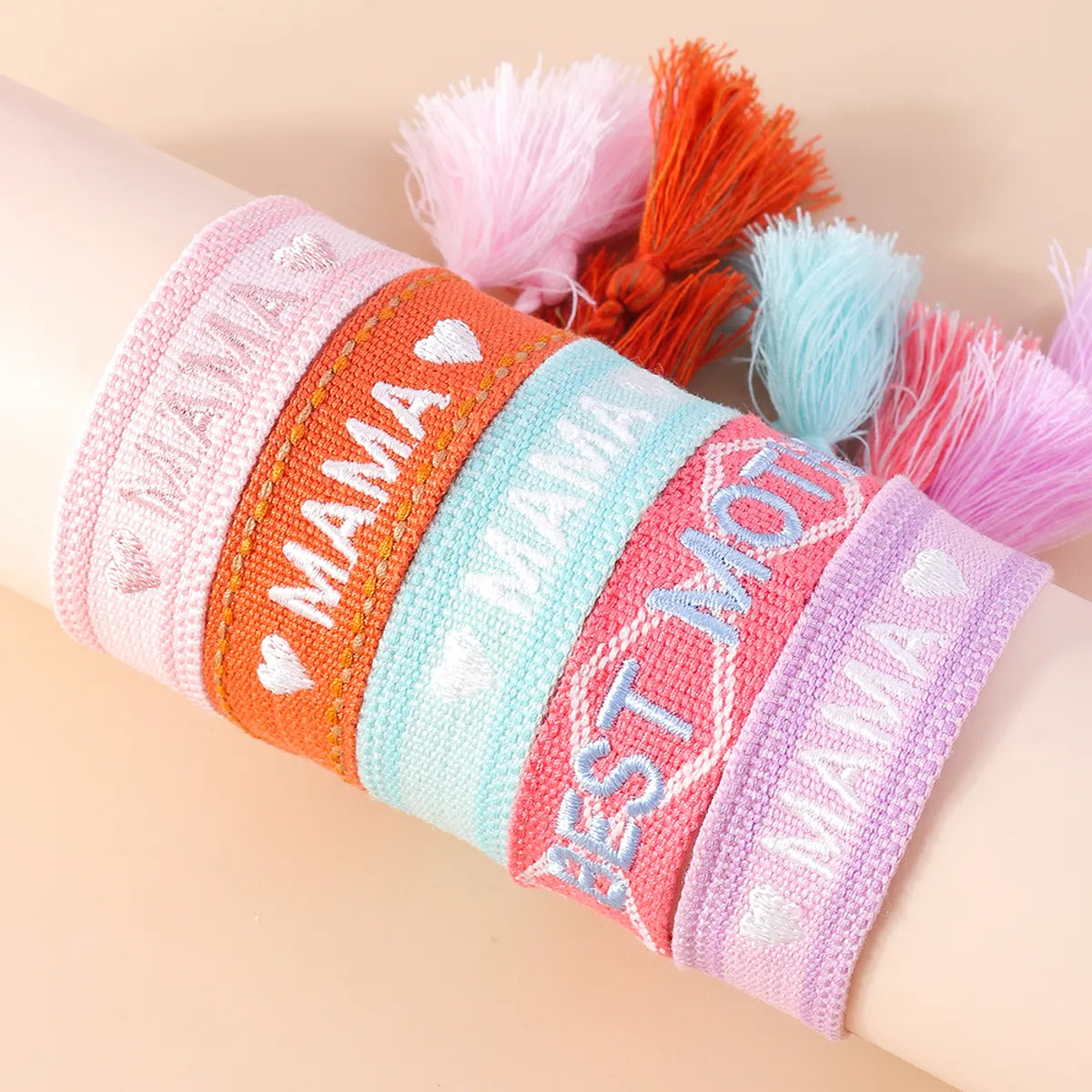 women's bracelets with custom engraving -Mama Modern Style Letter Fabric Wholesale Bracelets