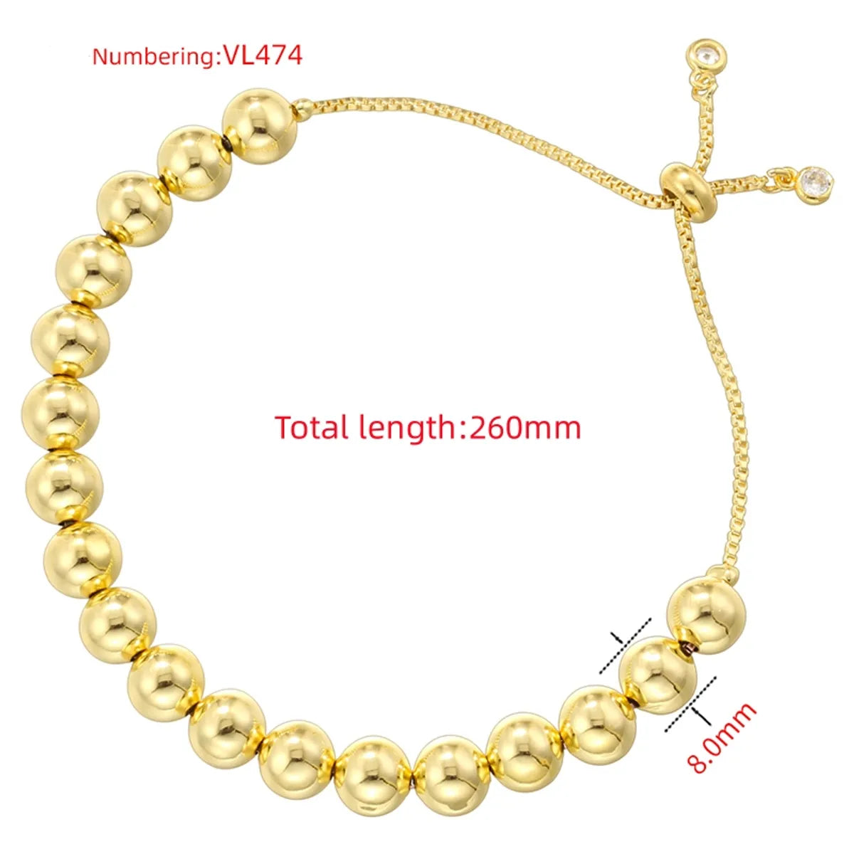 Vl474 Gold 8mm Pull Bracelet