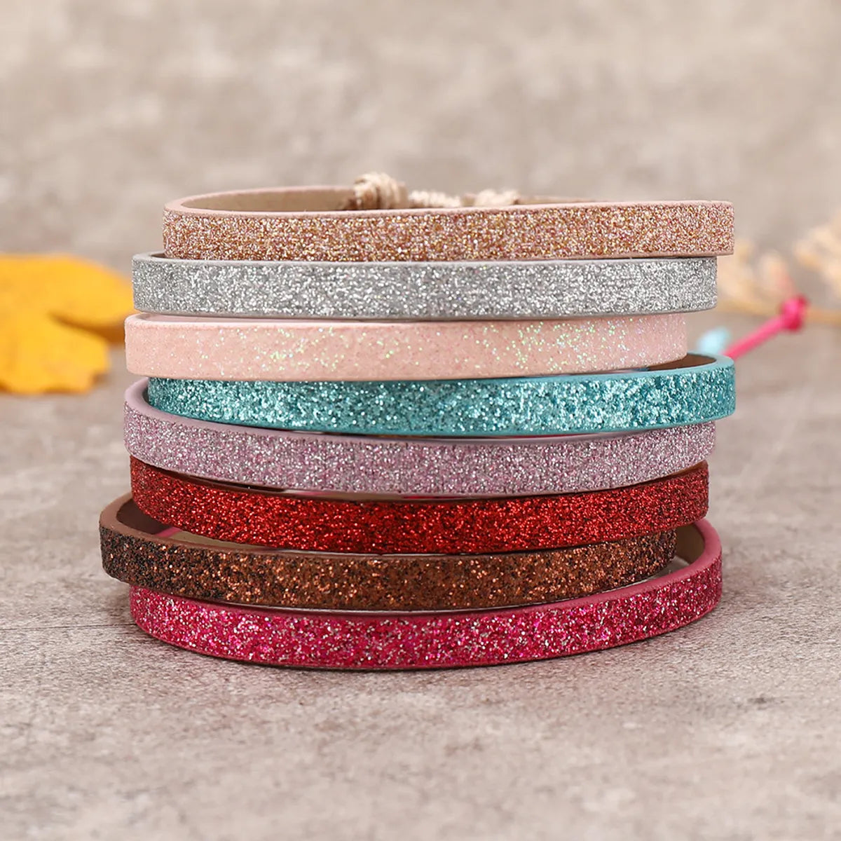 women's bracelets with square design -Wholesale Jewelry Bohemian Solid Color Pu Leather Rope Sequins Handmade Bracelets