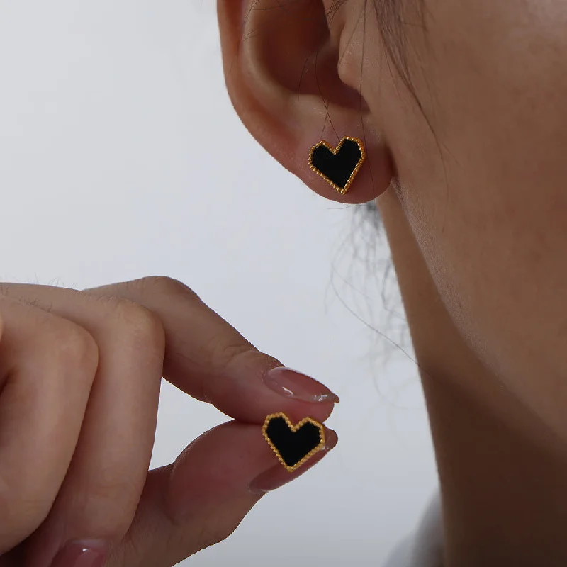 F955-Gold Black Acrylic Earrings