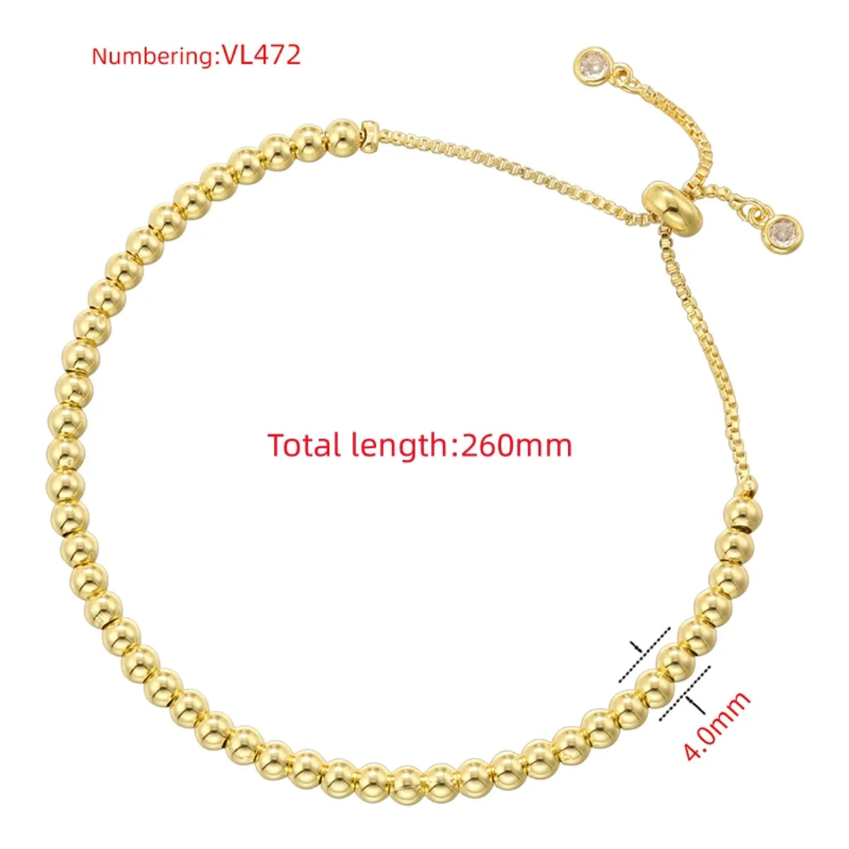 Vl472 Gold 4mm Pull Bracelet