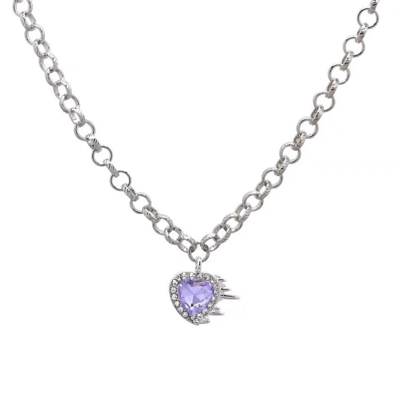 Crystal Heart Shape with Diamond Necklace.