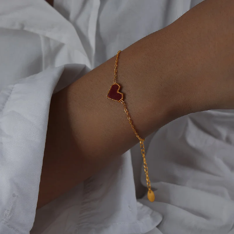 E477-Gold Red Acrylic Bracelet-15+5cm