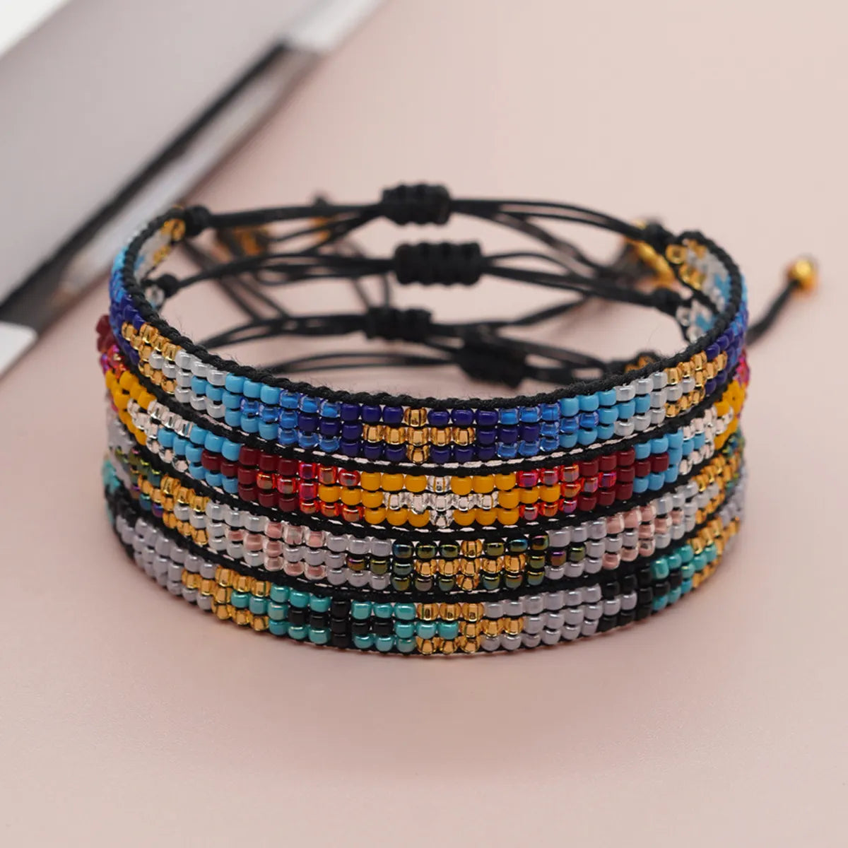 women's bracelets with gemstone -Retro Color Block Glass Glass Rope Wholesale Bracelets